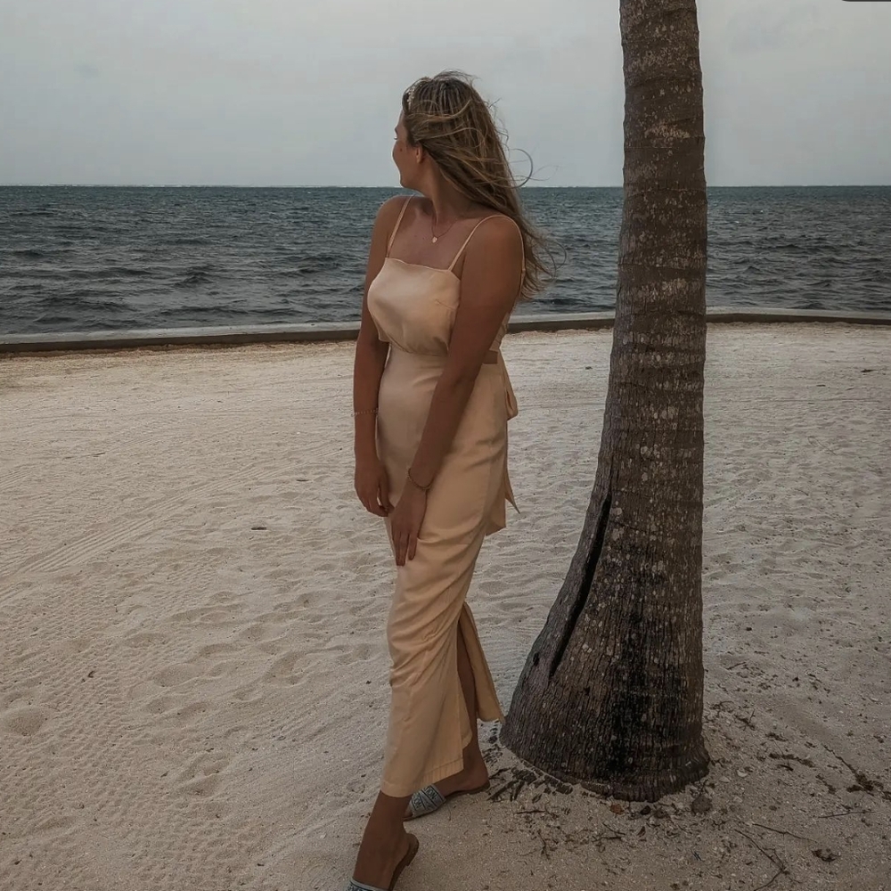 Altar'd State Dresses | medium Maxi Beige Cut Out Back with A Thick Ties in back